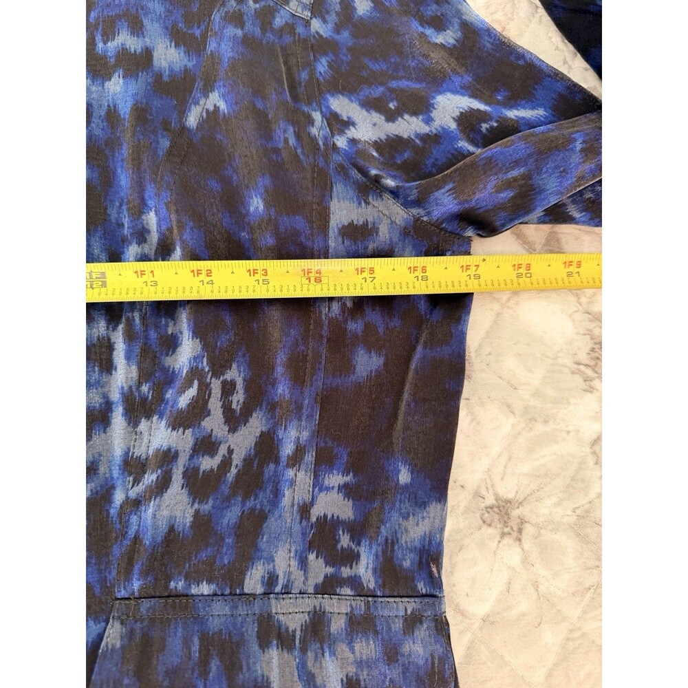 Ruby Rd Blue Animal Print Lightweight Jacket Ruffle Hem Size 10 - Picture 7 of 9